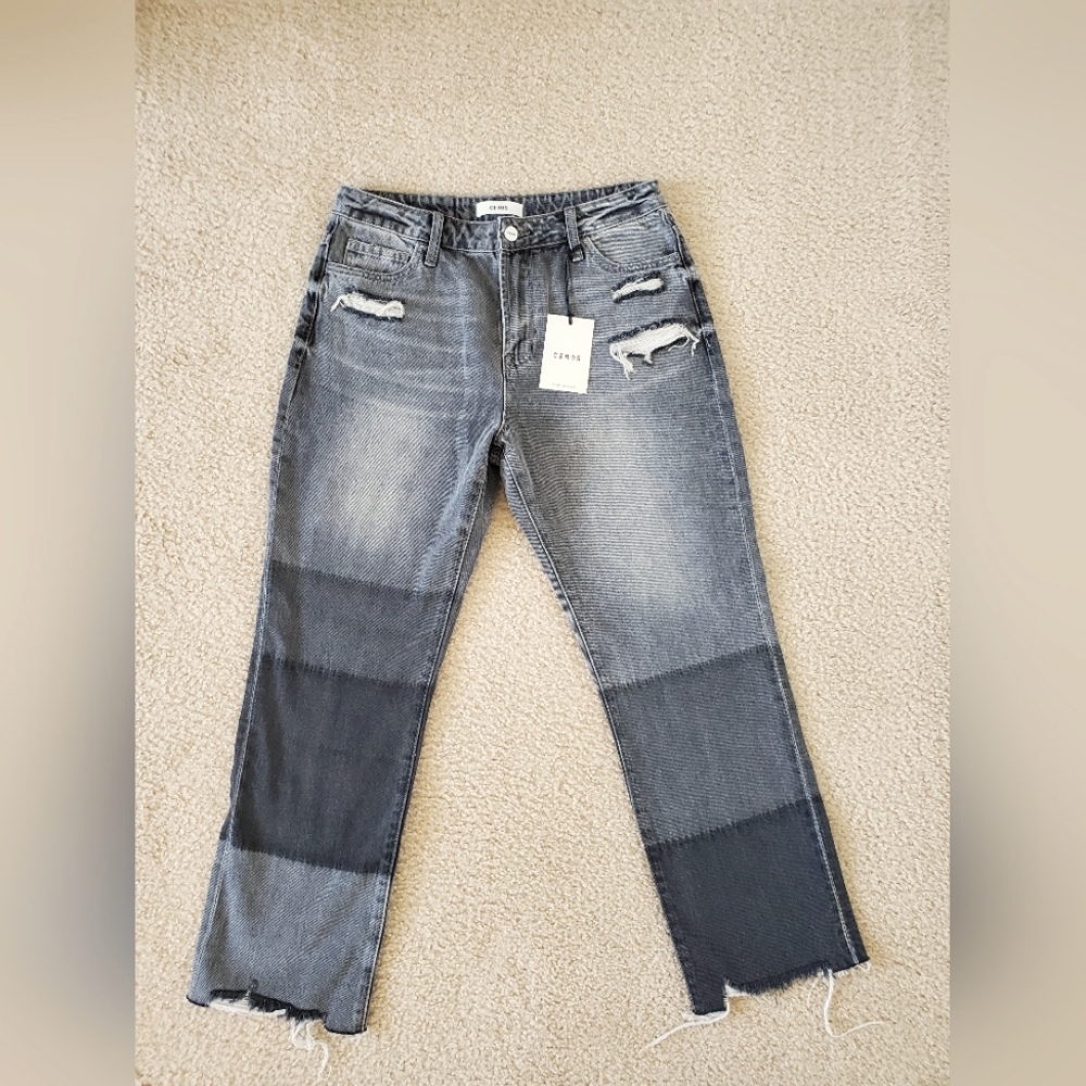 Ceros Charcoal Gray Cotton Denim Cut Off Cropped Ankle Jeans Women's Size 6 28